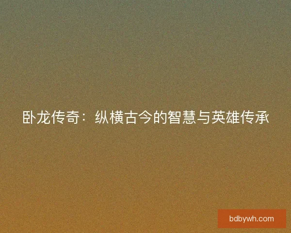 卧龙传奇:纵横古今的智慧与英雄传承 卧龙传奇:纵横古今的智慧与英雄传承