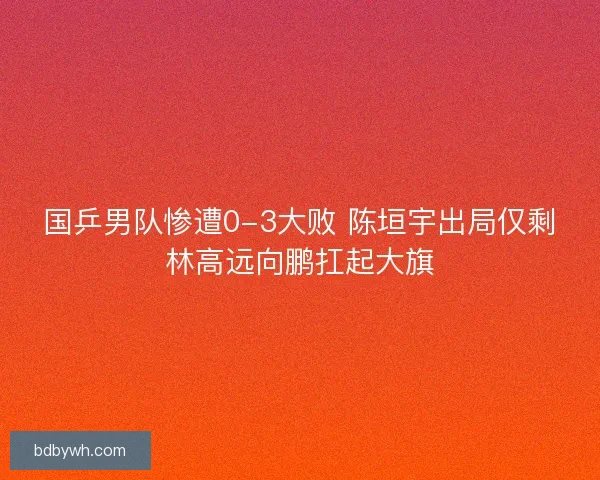 国乒男队惨遭0-3大败 陈垣宇出局仅剩林高远向鹏扛起大旗